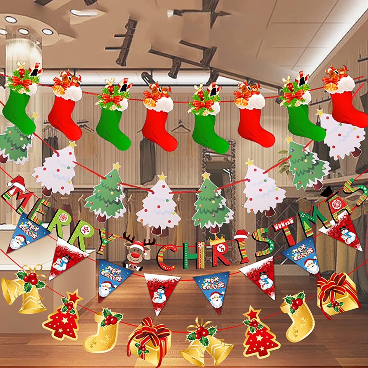 Amazon.co.jp: クリスマス 飾り ガーランド ペーパーファン